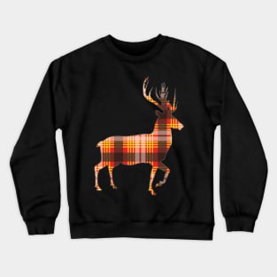 Red, Yellow and Black Tartan Scottish Stag Silhouette Crewneck Sweatshirt